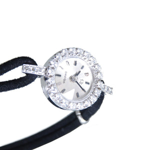 美品 オメガ バックワインダー ダイヤベゼル K18WG カットガラス アンティーク 腕時計 ホワイトゴールド 0024【中古】OMEGA レディース