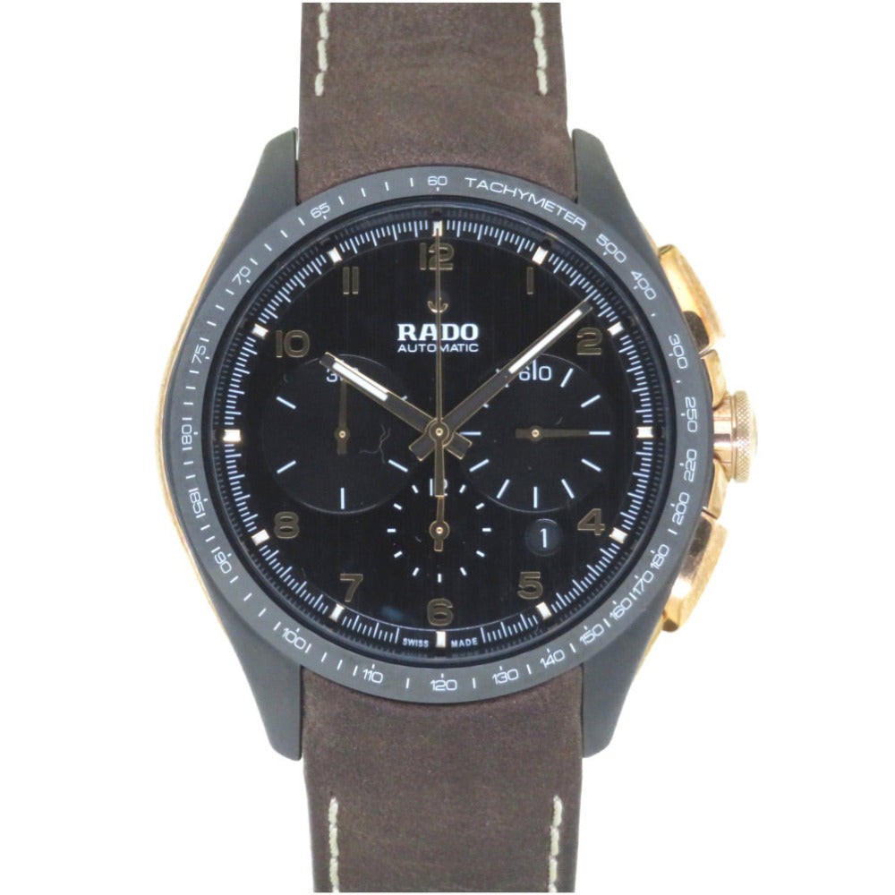 美品 ラドー ハイパークローム クロノグラフ リミテッドエディション 650.0168.3.001 自動巻き 腕時計 セラミック/SS/CuSn8 ブラック 黒文字盤 0042【中古】RADO メンズ