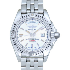 ブライトリング ギャラクティック44 自動巻き 腕時計 SS シルバー文字盤 オートマ 0044【中古】BREITLING メンズ