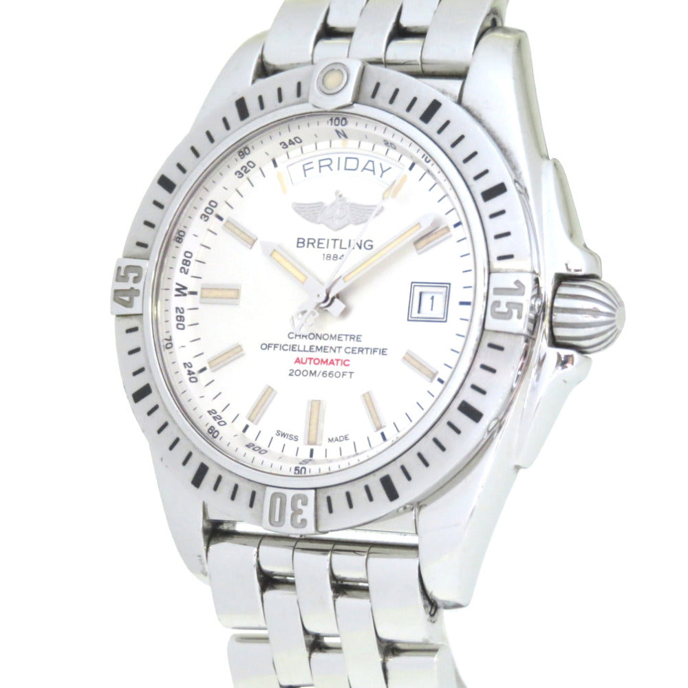 ブライトリング ギャラクティック44 自動巻き 腕時計 SS シルバー文字盤 オートマ 0044【中古】BREITLING メンズ