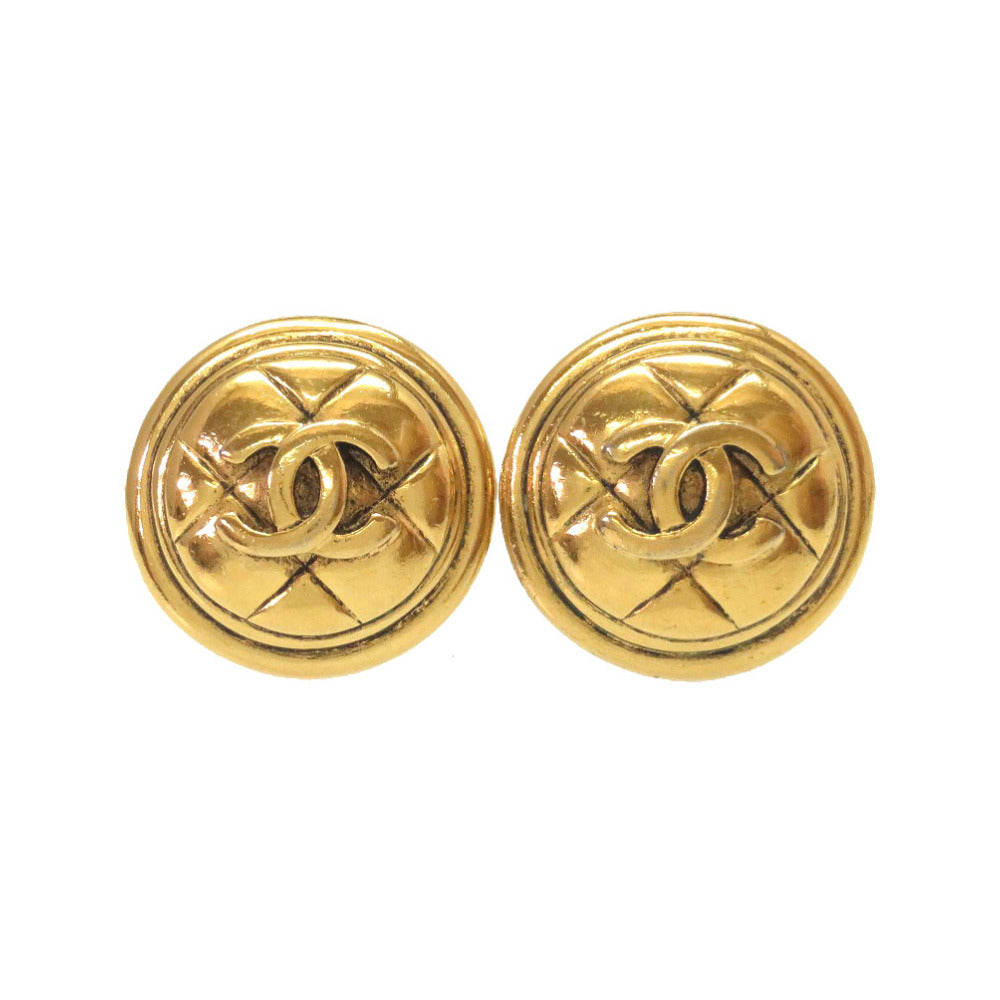 美品 シャネル ヴィンテージ ココマーク マトラッセ ゴールド イヤリング アクセサリー 0049 【中古】 CHANEL