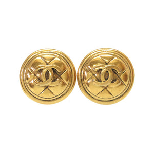 美品 シャネル ヴィンテージ ココマーク マトラッセ ゴールド イヤリング アクセサリー 0049 【中古】 CHANEL