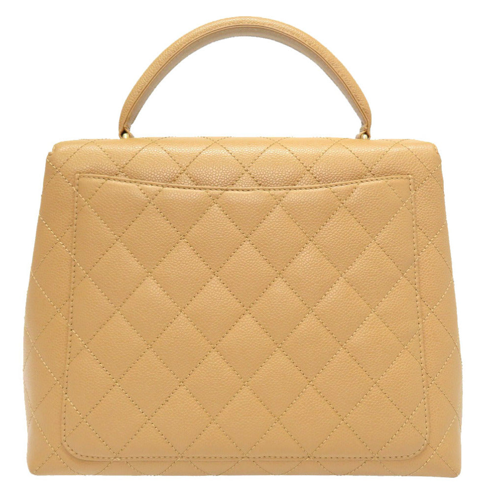 新品同様 シャネル キャビアスキン ベージュ ココマーク ターンロック 8番台 ゴールド金具 ハンドバッグ バッグ 茶 0024 【中古】 CHANEL