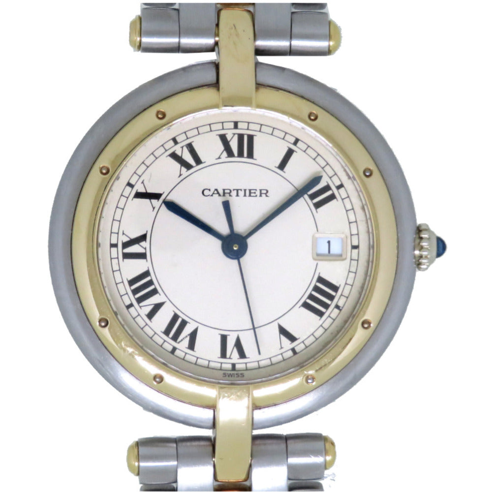 美品 カルティエ パンテール ラウンド 1ロウ クオーツ 腕時計 K18YG/SS アイボリー文字盤 0065【中古】CARTIER レディース