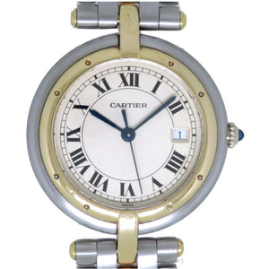 美品 カルティエ パンテール ラウンド 1ロウ クオーツ 腕時計 K18YG/SS アイボリー文字盤 0065【中古】CARTIER レディース