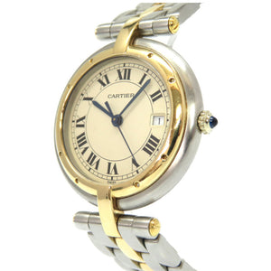 美品 カルティエ パンテール ラウンド 1ロウ クオーツ 腕時計 K18YG/SS アイボリー文字盤 0065【中古】CARTIER レディース