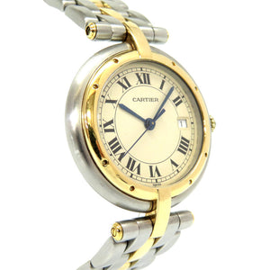 美品 カルティエ パンテール ラウンド 1ロウ クオーツ 腕時計 K18YG/SS アイボリー文字盤 0065【中古】CARTIER レディース