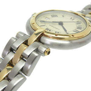 美品 カルティエ パンテール ラウンド 1ロウ クオーツ 腕時計 K18YG/SS アイボリー文字盤 0065【中古】CARTIER レディース