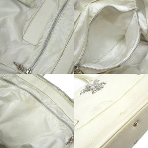 クロムハーツ スラウチー BSフレア レザー ハンドバッグ シルバー925 ホワイト 白 0078【中古】CHROME HEARTS メンズ