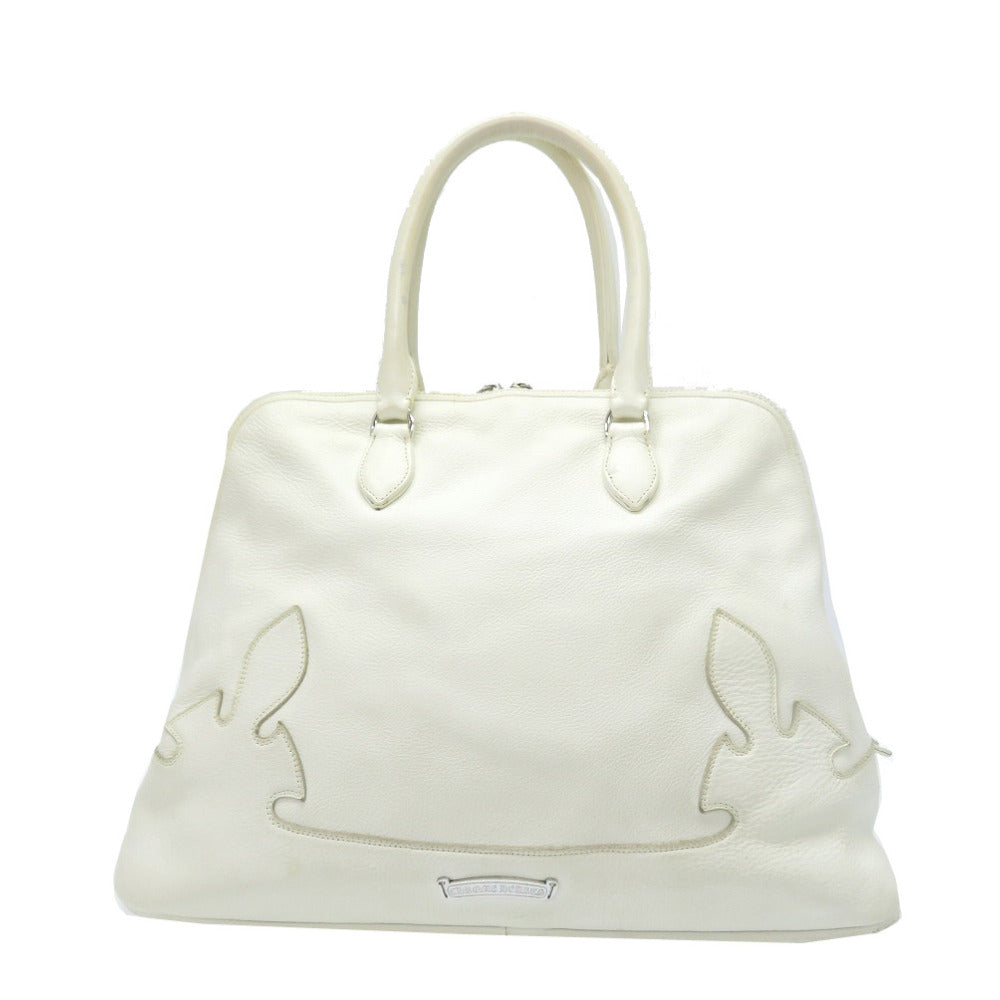 クロムハーツ スラウチー BSフレア レザー ハンドバッグ シルバー925 ホワイト 白 0078【中古】CHROME HEARTS メンズ