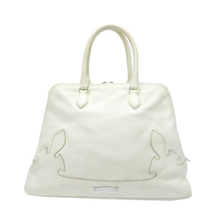 クロムハーツ スラウチー BSフレア レザー ハンドバッグ シルバー925 ホワイト 白 0078【中古】CHROME HEARTS メンズ