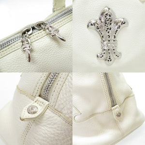 クロムハーツ スラウチー BSフレア レザー ハンドバッグ シルバー925 ホワイト 白 0078【中古】CHROME HEARTS メンズ