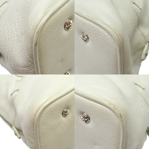 クロムハーツ スラウチー BSフレア レザー ハンドバッグ シルバー925 ホワイト 白 0078【中古】CHROME HEARTS メンズ