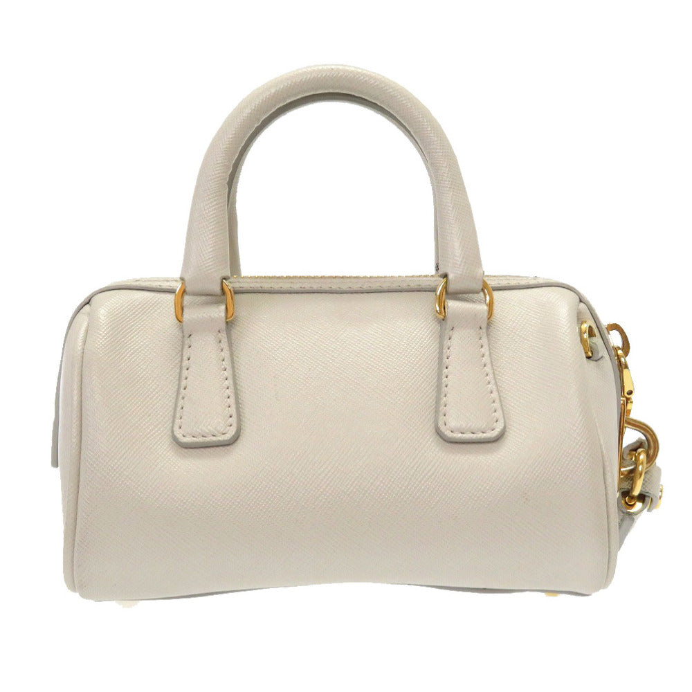 美品 プラダ サフィアーノレザー ホワイト ゴールド金具 ミニボストンバッグ BL0841 ハンドバッグ バッグ 白 0080 【中古】 PRADA