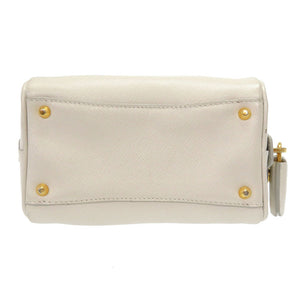 美品 プラダ サフィアーノレザー ホワイト ゴールド金具 ミニボストンバッグ BL0841 ハンドバッグ バッグ 白 0080 【中古】 PRADA