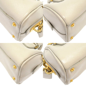 美品 プラダ サフィアーノレザー ホワイト ゴールド金具 ミニボストンバッグ BL0841 ハンドバッグ バッグ 白 0080 【中古】 PRADA