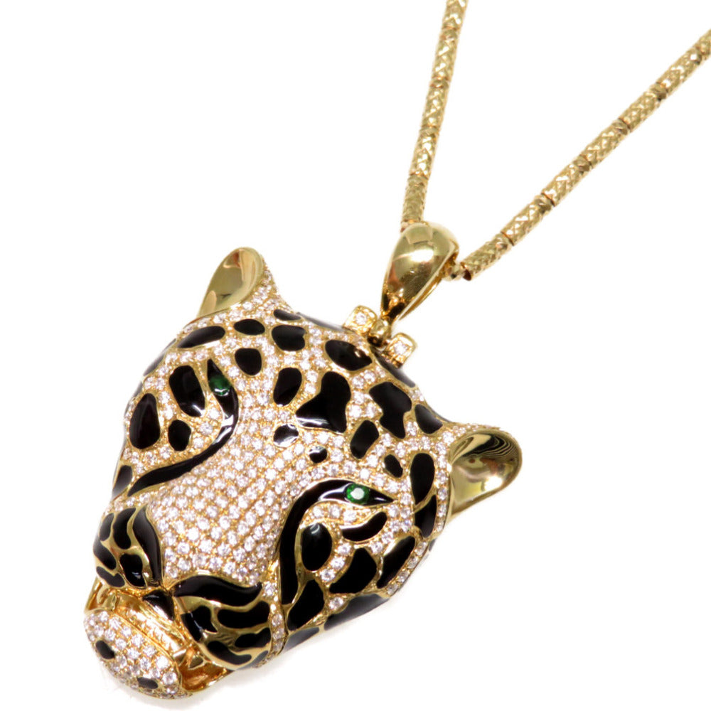 美品 パンサー ネックレス K18YG/ダイヤモンド/ツァボライト グリーンガーネット ゴールド 0003【中古】レディース