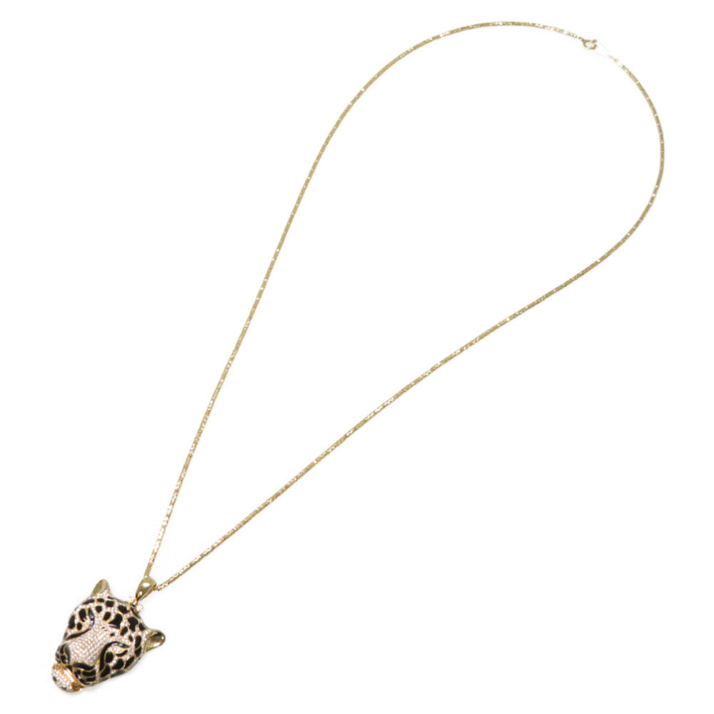 美品 パンサー ネックレス K18YG/ダイヤモンド/ツァボライト グリーンガーネット ゴールド 0003【中古】レディース