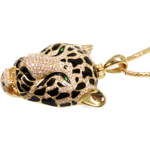 美品 パンサー ネックレス K18YG/ダイヤモンド/ツァボライト グリーンガーネット ゴールド 0003【中古】レディース