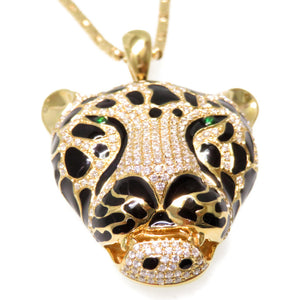 美品 パンサー ネックレス K18YG/ダイヤモンド/ツァボライト グリーンガーネット ゴールド 0003【中古】レディース