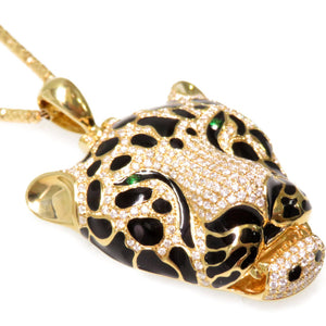 美品 パンサー ネックレス K18YG/ダイヤモンド/ツァボライト グリーンガーネット ゴールド 0003【中古】レディース