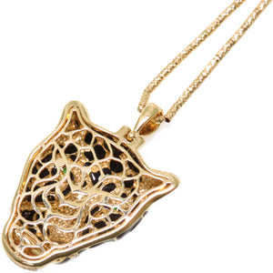 美品 パンサー ネックレス K18YG/ダイヤモンド/ツァボライト グリーンガーネット ゴールド 0003【中古】レディース