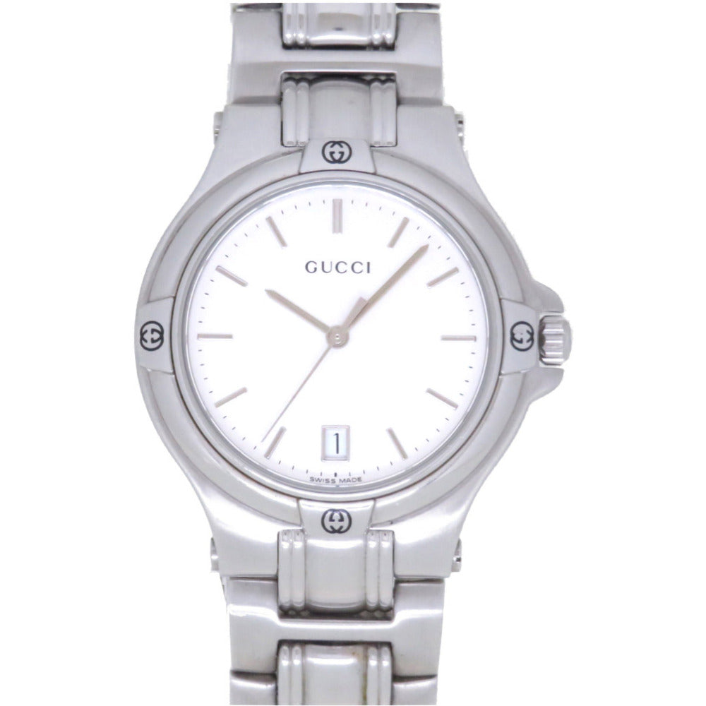 美品 グッチ 9040M クオーツ 腕時計 SS シルバー文字盤 0009【中古】GUCCI メンズ