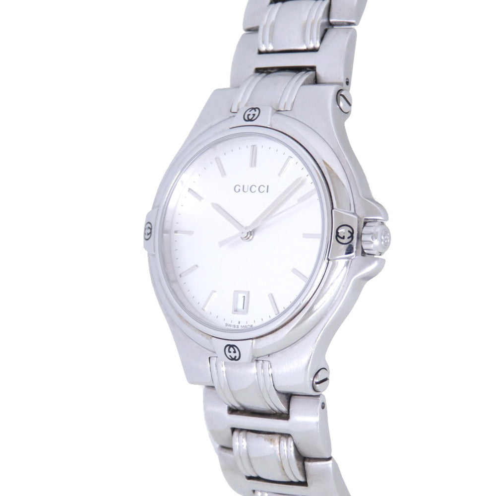 美品 グッチ 9040M クオーツ 腕時計 SS シルバー文字盤 0009【中古】GUCCI メンズ