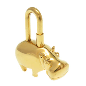 美品 エルメス ANNEE DES FLEUVES カバ バッグチャーム カデナ キーホルダー ゴールド アクセサリー 0034【中古】HERMES