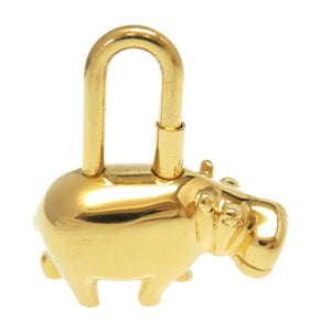 美品 エルメス ANNEE DES FLEUVES カバ バッグチャーム カデナ キーホルダー ゴールド アクセサリー 0034【中古】HERMES