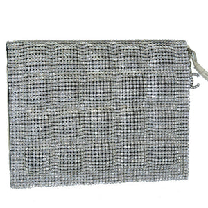 美品 シャネル ラインストーン クラッチバッグ スワロフスキー/レザー シルバー セカンドバッグ 0070【中古】CHANEL