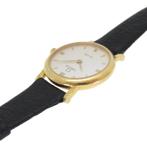 オメガ  デ・ヴィル デビル 金無垢 アンティーク Cal.1470 クオーツ 腕時計 K18YG/レザー ホワイト 白文字盤 0081【中古】OMEGA レディース