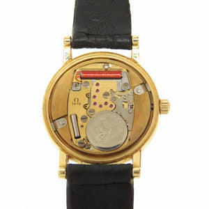 オメガ  デ・ヴィル デビル 金無垢 アンティーク Cal.1470 クオーツ 腕時計 K18YG/レザー ホワイト 白文字盤 0081【中古】OMEGA レディース