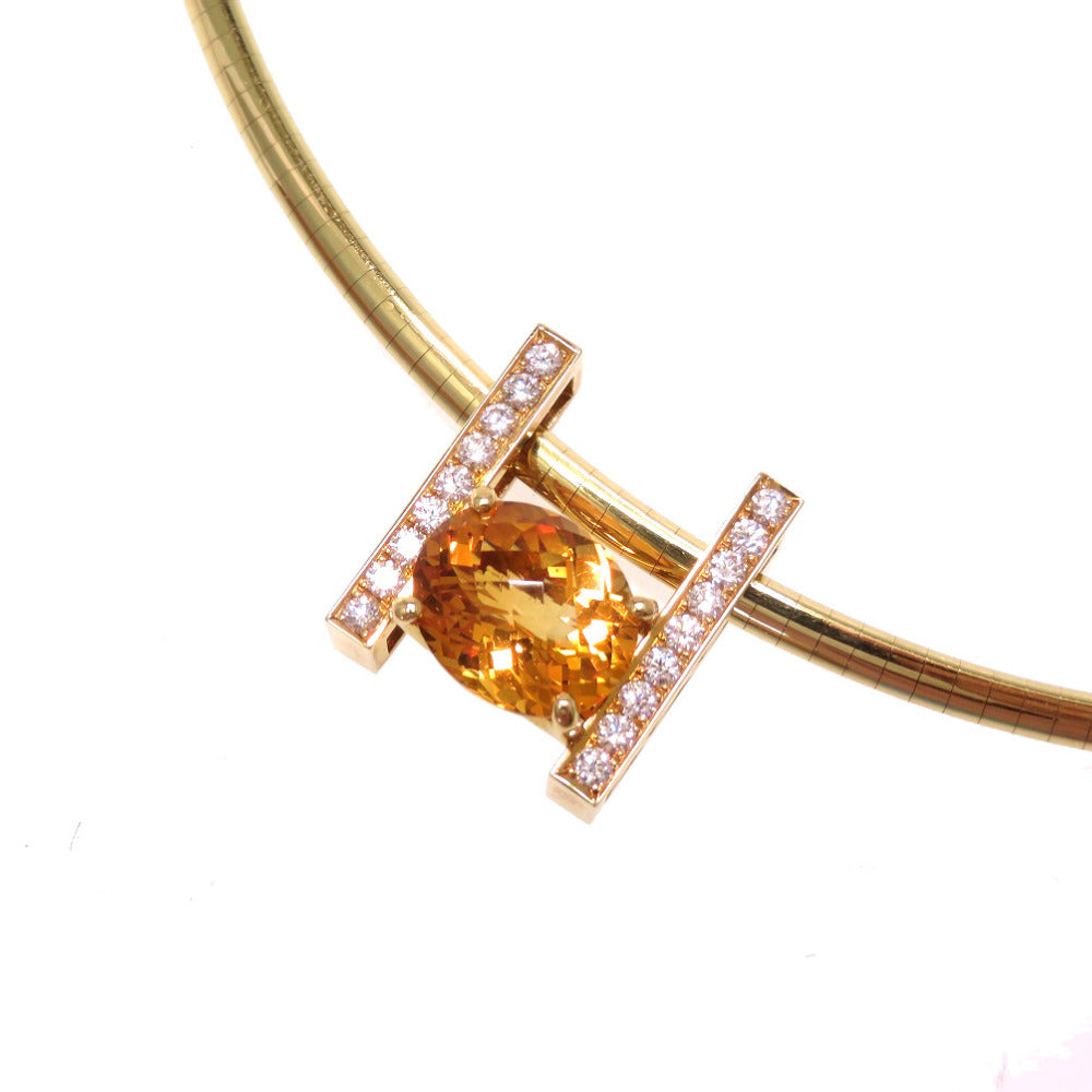 美品 タサキ オメガ ネックレス シトリン4.25ct / ダイヤモンド0.53ct / K18YG イエローゴールド 0088【中古】TASAKI アクセサリー