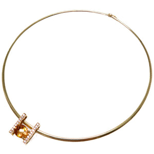 美品 タサキ オメガ ネックレス シトリン4.25ct / ダイヤモンド0.53ct / K18YG イエローゴールド 0088【中古】TASAKI アクセサリー