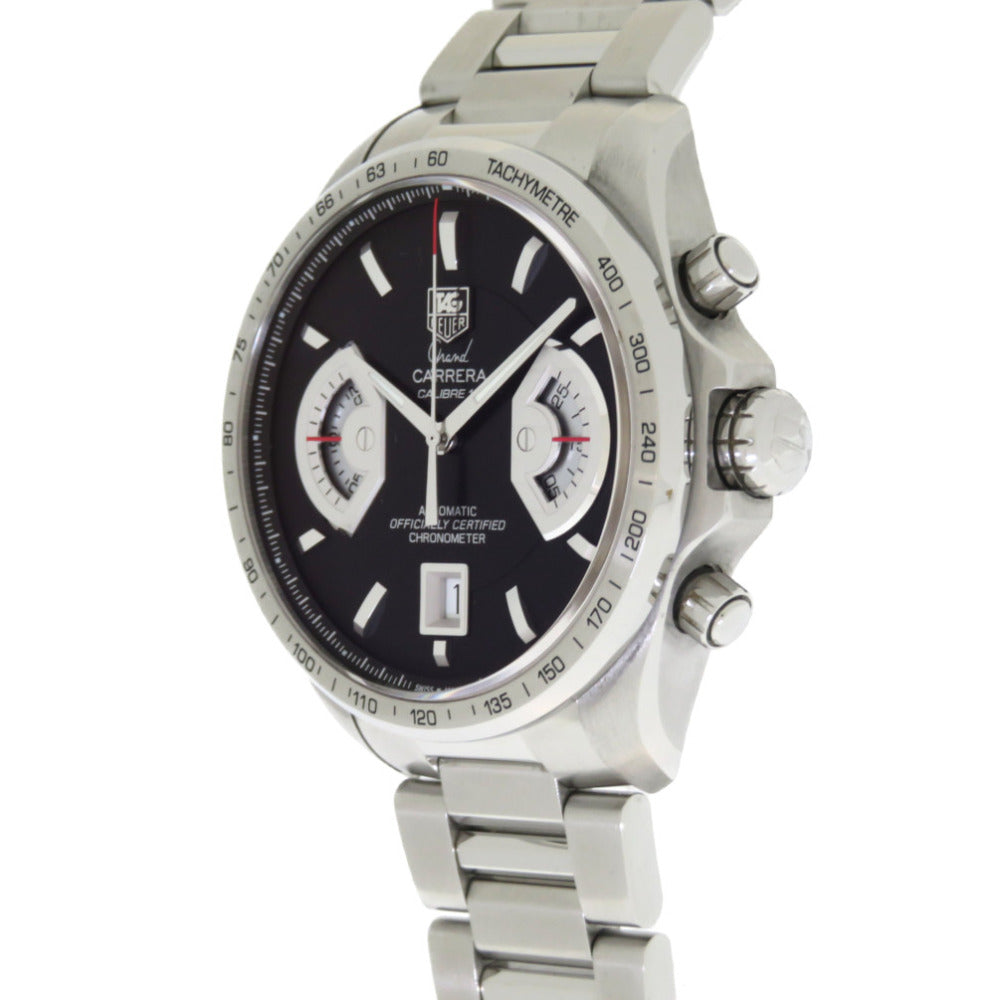 美品 タグホイヤー グランドカレラ クロノグラフ CAV511A 自動巻き 腕時計 SS ブラック 黒 0023【中古】TAG HEUER メンズ