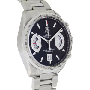 美品 タグホイヤー グランドカレラ クロノグラフ CAV511A 自動巻き 腕時計 SS ブラック 黒 0023【中古】TAG HEUER メンズ