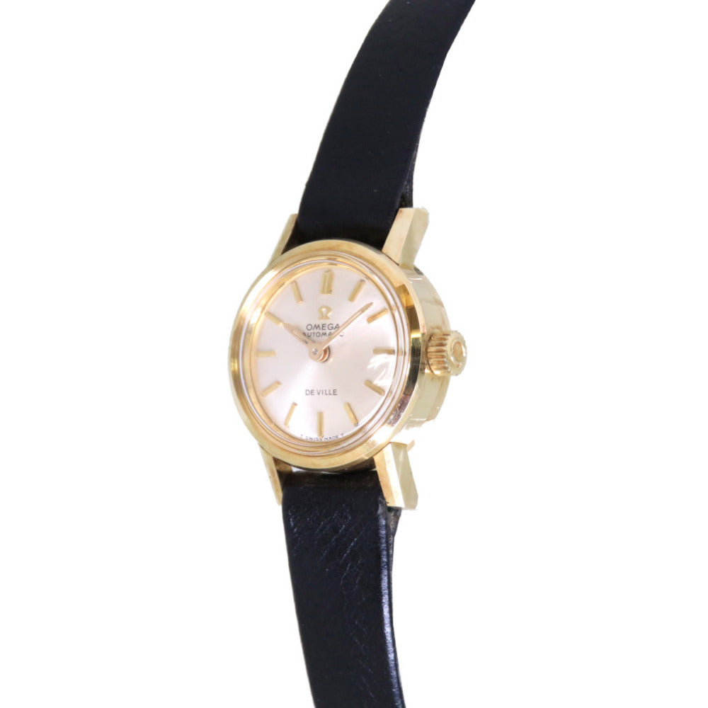 美品 オメガ デビル 金無垢 自動巻き 腕時計 K18YG 750YG/レザー 0013【中古】OMEGA レディース