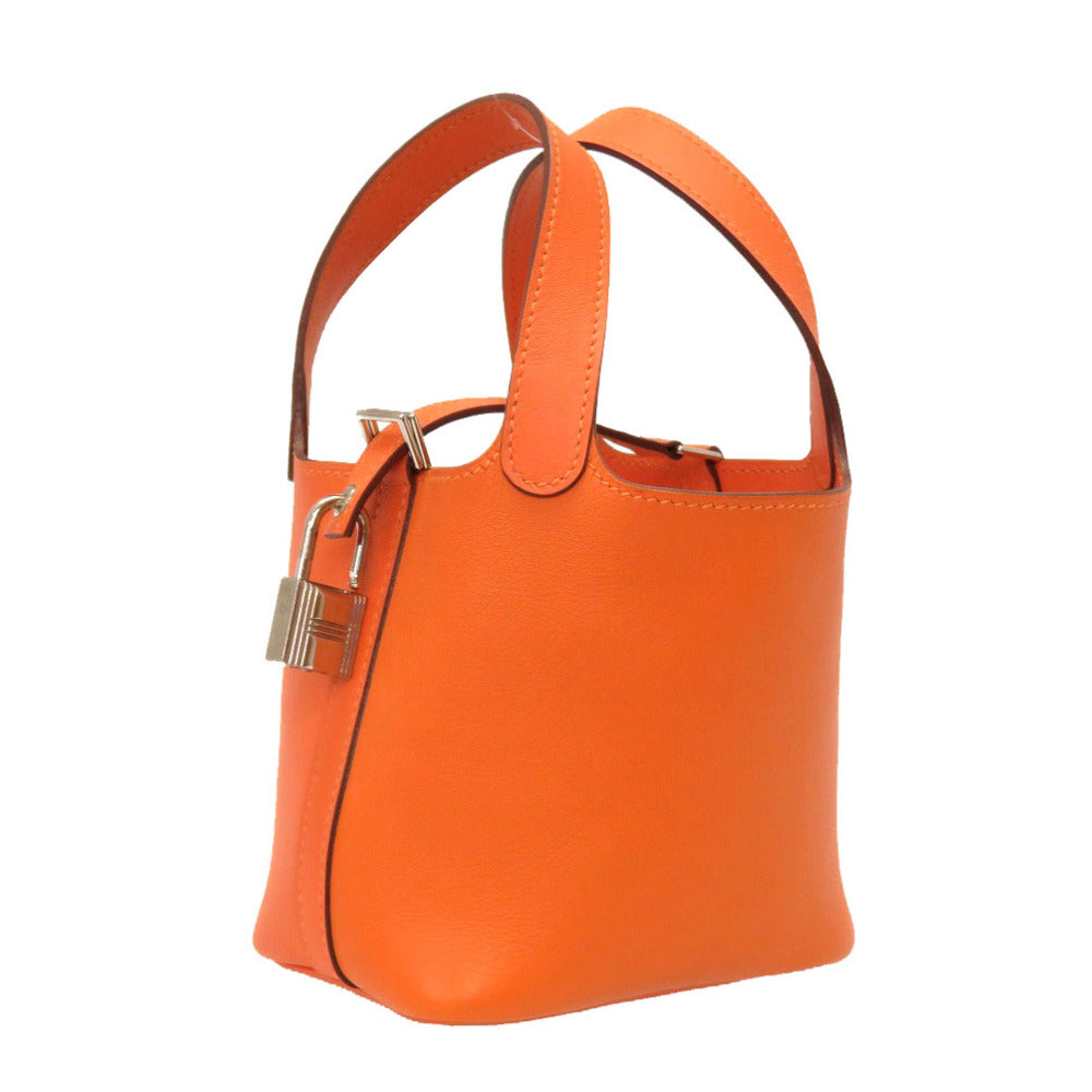美品 エルメス マイクロピコタンロック ヴォースイフト オレンジ シルバー金具 □O刻印 ハンドバッグ バッグ 0018 【中古】 HERMES ミクロ ピコタンロックマイクロ