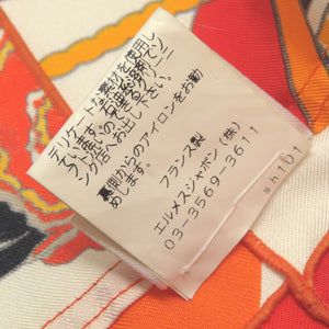 美品 エルメス シルク パッチワーク 長袖シャツ レッド サイズ46 メンズ 0069【中古】HERMES