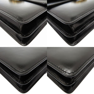 美品 セリーヌ ヴィンテージ レザー ブラック ゴールド金具 ハンドバッグ バッグ 黒 0028 【中古】 CELINE