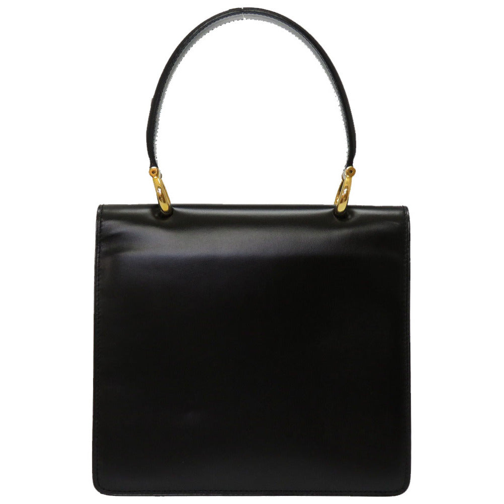 美品 セリーヌ ヴィンテージ レザー ブラック ゴールド金具 ハンドバッグ バッグ 黒 0028 【中古】 CELINE