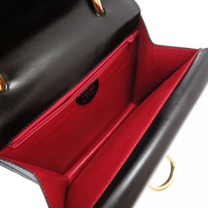 美品 セリーヌ ヴィンテージ レザー ブラック ゴールド金具 ハンドバッグ バッグ 黒 0028 【中古】 CELINE