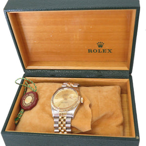 ロレックス デイトジャスト 16013 自動巻き 腕時計 K18YG/SS 97番台 ゴールド文字盤  オートマ 0029【中古】ROLEX メンズ