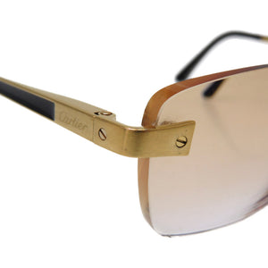 カルティエ リムレス アイウェア サントス 眼鏡 サングラス ゴールド/ブラック 黒 0067【中古】CARTIER メンズ めがね メガネ