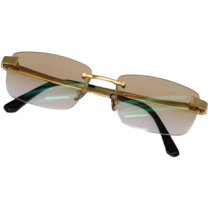 カルティエ リムレス アイウェア サントス 眼鏡 サングラス ゴールド/ブラック 黒 0067【中古】CARTIER メンズ めがね メガネ