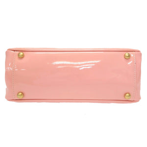 美品 シャネル エナメル ピンク トリプル ココマーク 9番台 ハンドバッグ バッグ 0089 【中古】 CHANEL