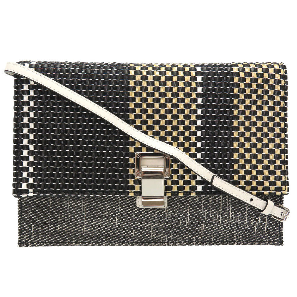 新品同様 プロエンザスクーラー 編み込み レザー ホワイト ブラック 2WAY ショルダーバッグ バッグ 白 黒 0116 【中古】 Proenza Schoule