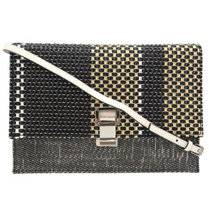 新品同様 プロエンザスクーラー 編み込み レザー ホワイト ブラック 2WAY ショルダーバッグ バッグ 白 黒 0116 【中古】 Proenza Schoule