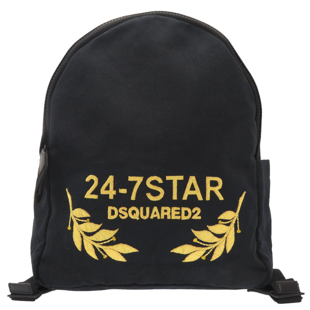 美品 ディースクエアード キャンバス ブラック リュックサック デイパック バッグ 黒 0118 【中古】 DSQUARED2 メンズ